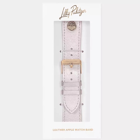 NWT Lilly Pulitzer Leather Apple Watch Band in Gold Metallic - Picture 1 of 8